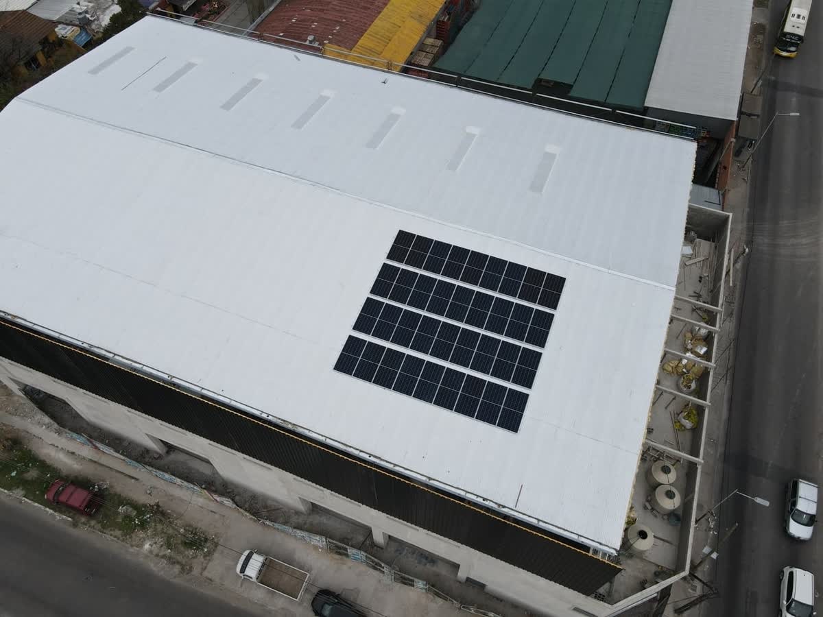 Vista aérea de la instalación terminada en Logan.